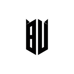 BU Logo monogram with shield shape designs template