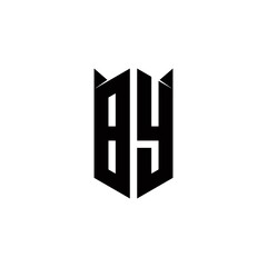 BY Logo monogram with shield shape designs template