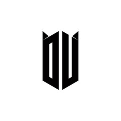 DU Logo monogram with shield shape designs template