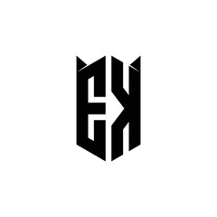 EK Logo monogram with shield shape designs template