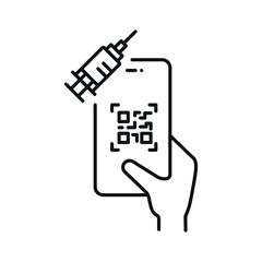 minimal vaccination qr code app - web symbol - vector