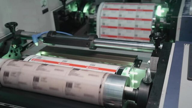 printing press in a printing house, rotating shaft. High quality FullHD footage