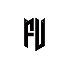 FU Logo monogram with shield shape designs template
