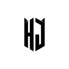 HJ Logo monogram with shield shape designs template