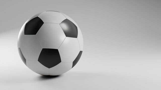 Black and White Football Isolated on White Background.