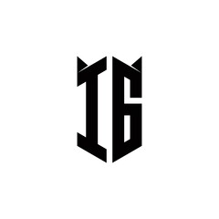 IG Logo monogram with shield shape designs template
