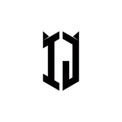 IJ Logo monogram with shield shape designs template