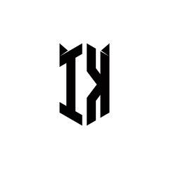 IK Logo monogram with shield shape designs template
