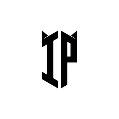 IP Logo monogram with shield shape designs template