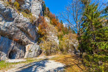 Saint Ana Cliffs, Stancile Sfanta Ana, Sinaia, Bucegi Mountains, Prahova County, Romania, Parcul Natural Bucegi, the oldest religious place in the Prahova Valley