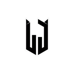 LJ Logo monogram with shield shape designs template