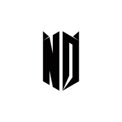 NQ Logo monogram with shield shape designs template