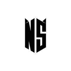 NS Logo monogram with shield shape designs template