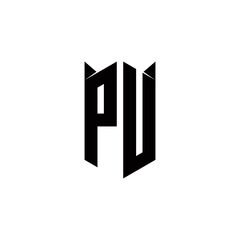PU Logo monogram with shield shape designs template