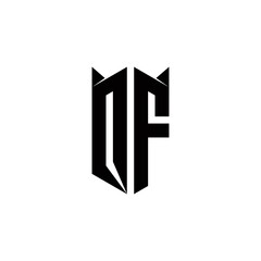 QF Logo monogram with shield shape designs template