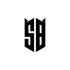 SB Logo monogram with shield shape designs template