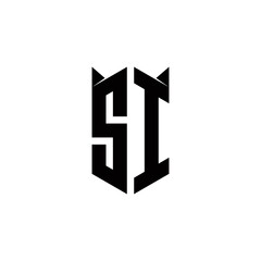 SI Logo monogram with shield shape designs template