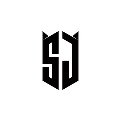SJ Logo monogram with shield shape designs template
