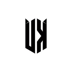 UK Logo monogram with shield shape designs template