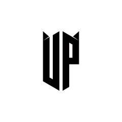 UP Logo monogram with shield shape designs template