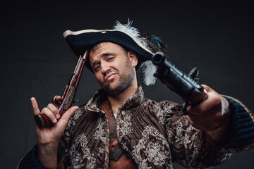 Pirate bandit with handguns and smug face