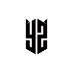 YZ Logo monogram with shield shape designs template