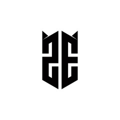 ZE Logo monogram with shield shape designs template