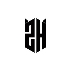 ZH Logo monogram with shield shape designs template