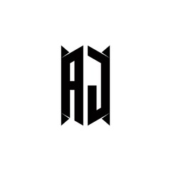 AJ Logo monogram with shield shape designs template
