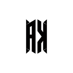 AK Logo monogram with shield shape designs template