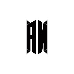 AN Logo monogram with shield shape designs template