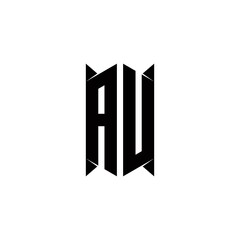 AU Logo monogram with shield shape designs template