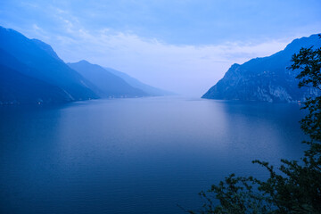 Famous Lake Garda in the Italian Alps, Trentino, Italy, Europe - obrazy, fototapety, plakaty