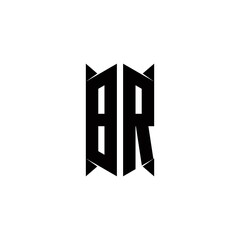BR Logo monogram with shield shape designs template