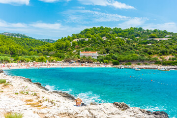 Beautiful Pokoniji Dol beach in Hvar island, Croatia