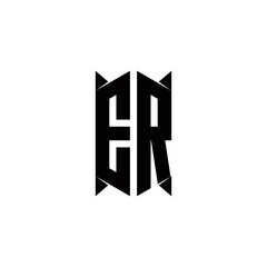ER Logo monogram with shield shape designs template