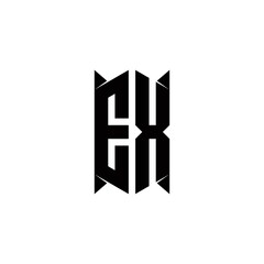 EX Logo monogram with shield shape designs template