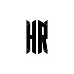 HR Logo monogram with shield shape designs template