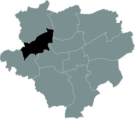 Black location map of the Dortmunder Stadtbezirk Huckarde district inside the German regional capital city of Dortmund, Germany