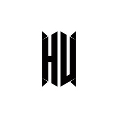 HU Logo monogram with shield shape designs template