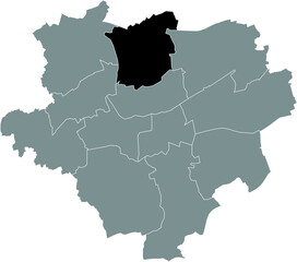 Black location map of the Dortmunder Stadtbezirk Eving district inside the German regional capital city of Dortmund, Germany