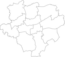 Obraz premium Simple blank white vector map with black borders of districts of Dortmund, Germany
