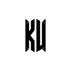 KU Logo monogram with shield shape designs template