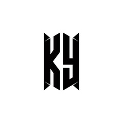 KY Logo monogram with shield shape designs template