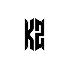 KZ Logo monogram with shield shape designs template