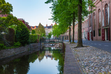 Fototapeta na wymiar Amersfoort city historic architecture on old street and bridge