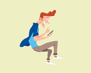 Chatting in smartphone. Boy chatting in smartphone, floating.