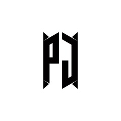 PJ Logo monogram with shield shape designs template