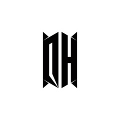 QH Logo monogram with shield shape designs template vector icon modern