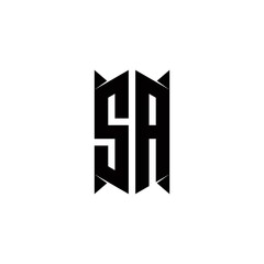 SA Logo monogram with shield shape designs template